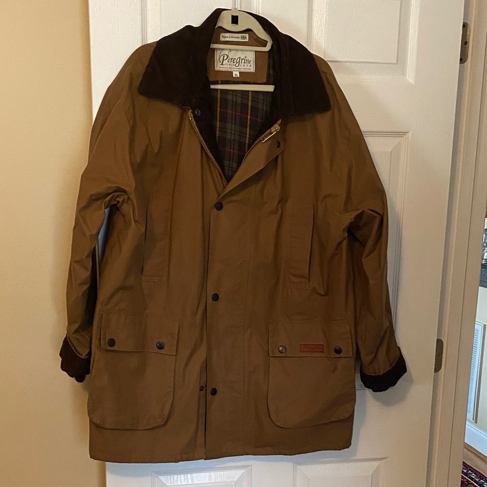 Peregrine Wax Cotton Field Jacket Brown Corduroy Collar Trim Hunting Utility XL